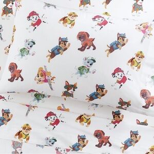 Pottery Barn Paw Patrol Organic FLAT SHEET AND PILLOW CASE for Toddler Bed